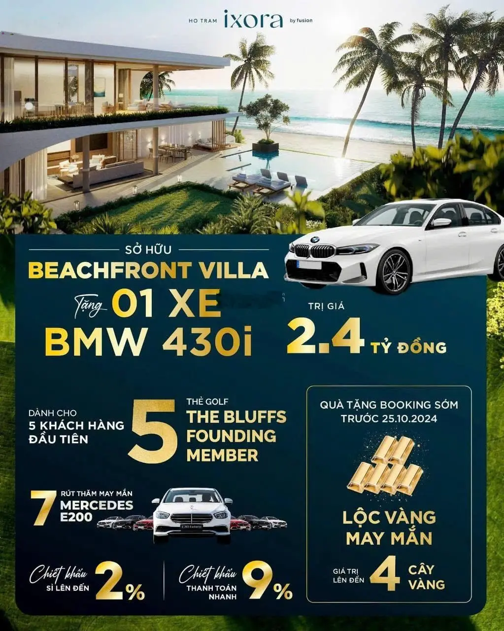 Mua biệt thự biển full nội thất tặng BMW 430i 2TY4 , TT 7 năm không lãi suất tặng gói golf 2 năm