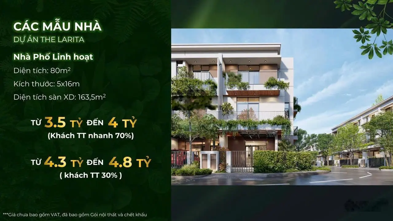 Nhà Phố ,ShopHouse khu đô thị The Larita, Mỹ Yên, cách Hồ Chí Minh 200m giá tốt chỉ 3,5 tỷ /căn