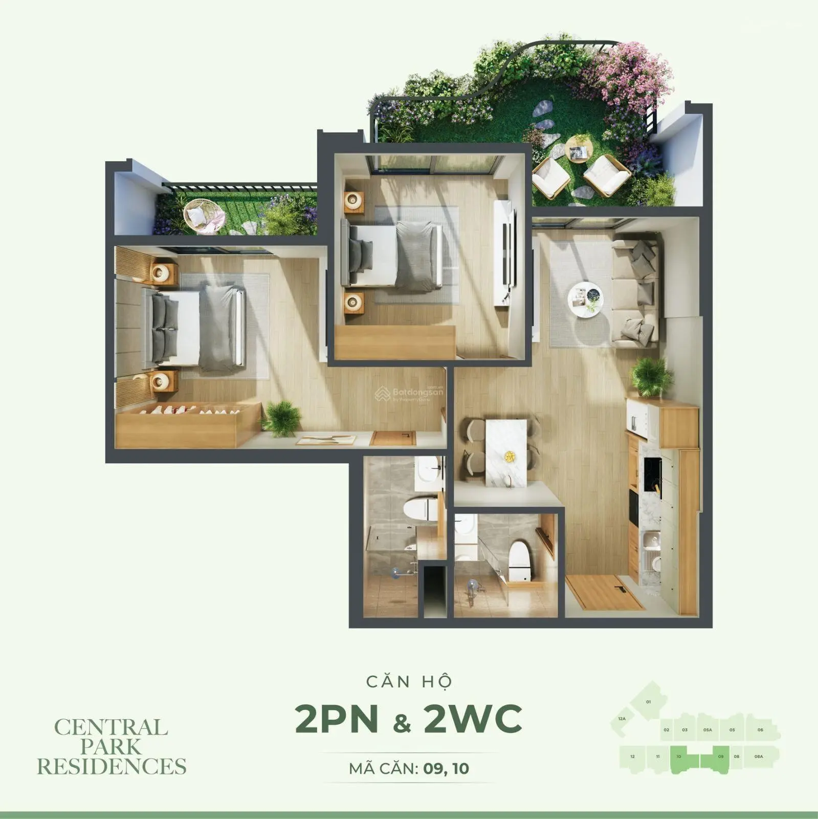 Central Park Residences - Chuyển nhượng căn hộ 10 có 2 phòng ngủ giá 2.340tr Lh 0919 559 ***