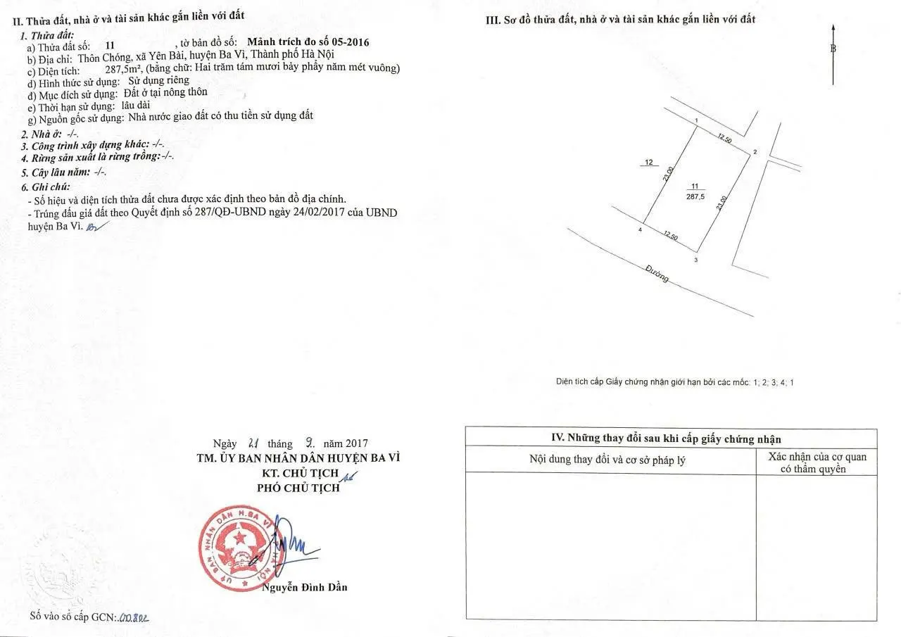 Chính chủ bán gấp biệt thự đơn lập 287,5 m2 tại Ba Vì - Hà Nội