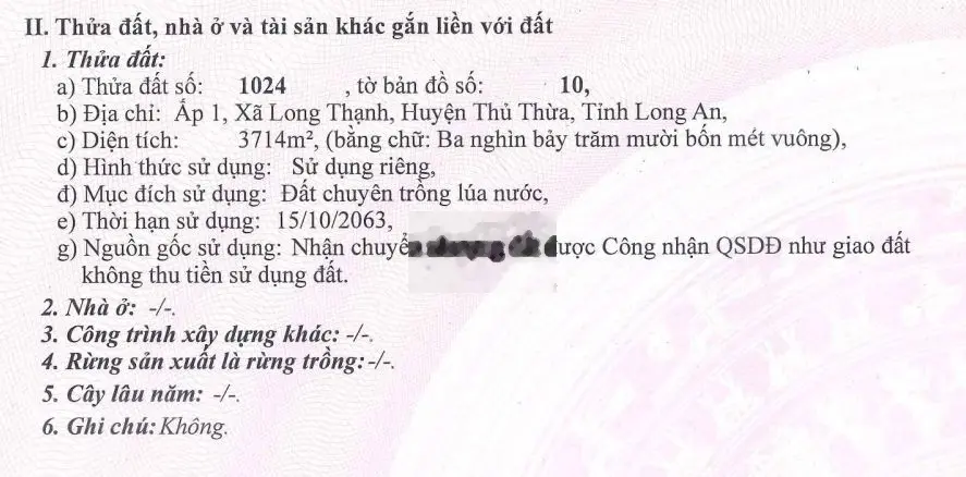 Bán 26.000 m2 đất ONT, Thủ Thừa, DT833-DT817 gần QL N2