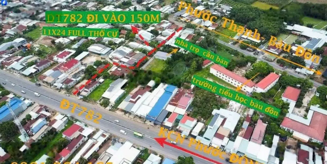 11x24m. Full thổ. Kèm 8 phòng trọ ngay KCN Phước Đông