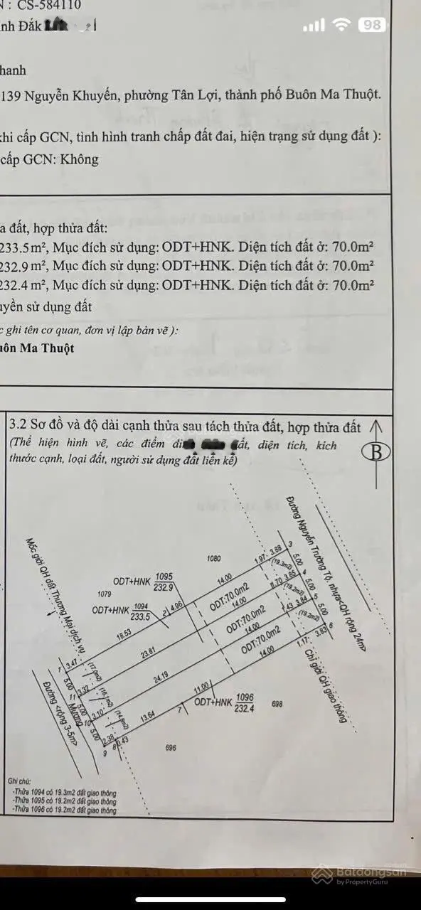 Bán 5x47m đất 2 mặt tiền Kinh Doanh Nguyễn Trường Tộ giá 1,58 tỉ