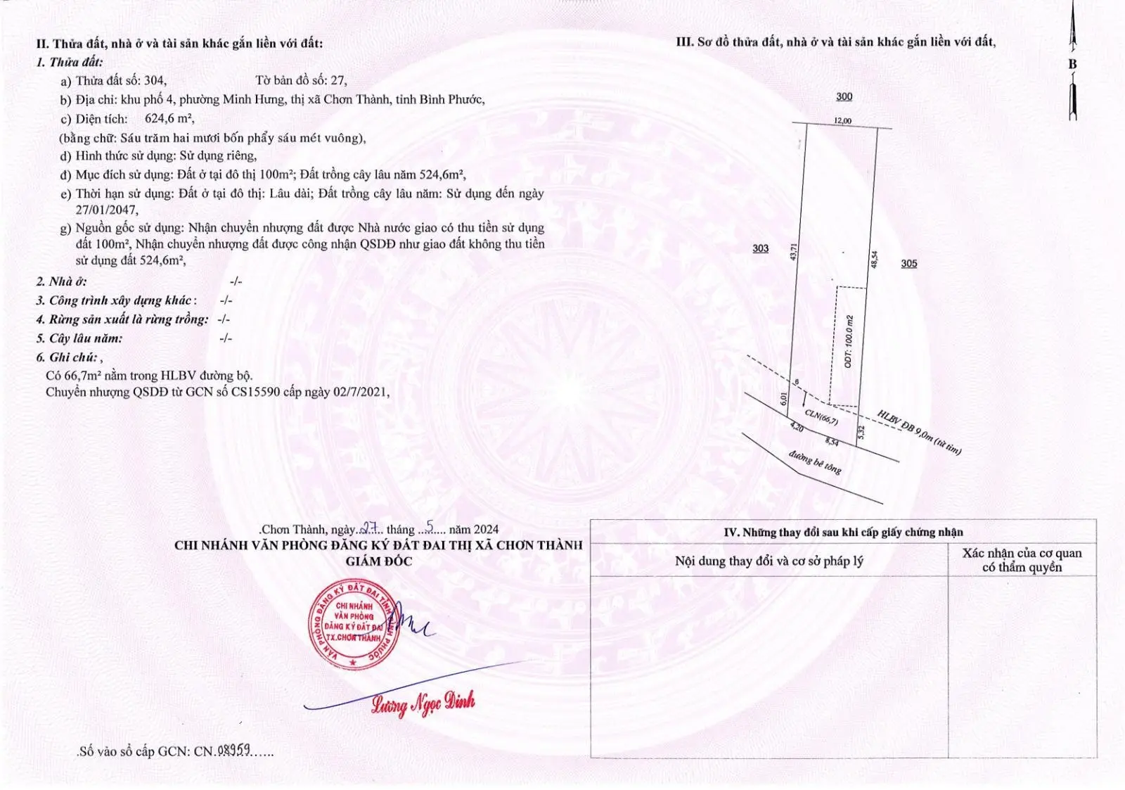 Đất dân gần KCN Minh Hưng, Bình Phước diện tích 666m2 giá 99tr/m ngang