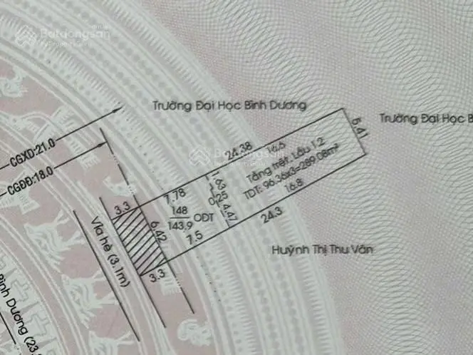 Bán nhà 1 trệt 1 lầu mặt tiền Đại Lộ Bình Dương. Gần ĐH Bình Dương. DT: 144m2. Giá: 25 tỷ