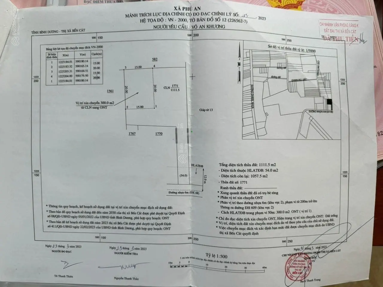 Bán xưởng xã Phú An Bến Cát DT 3000m2 TC 700m2, 2 mặt tiền đường, SHR, đường xe công. Giá 16tỷ