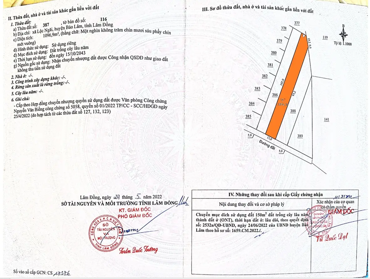 Bán đất nền tại Lộc Ngãi, giá tốt 1,5 triệu/m2, 1096.9m2 chính chủ