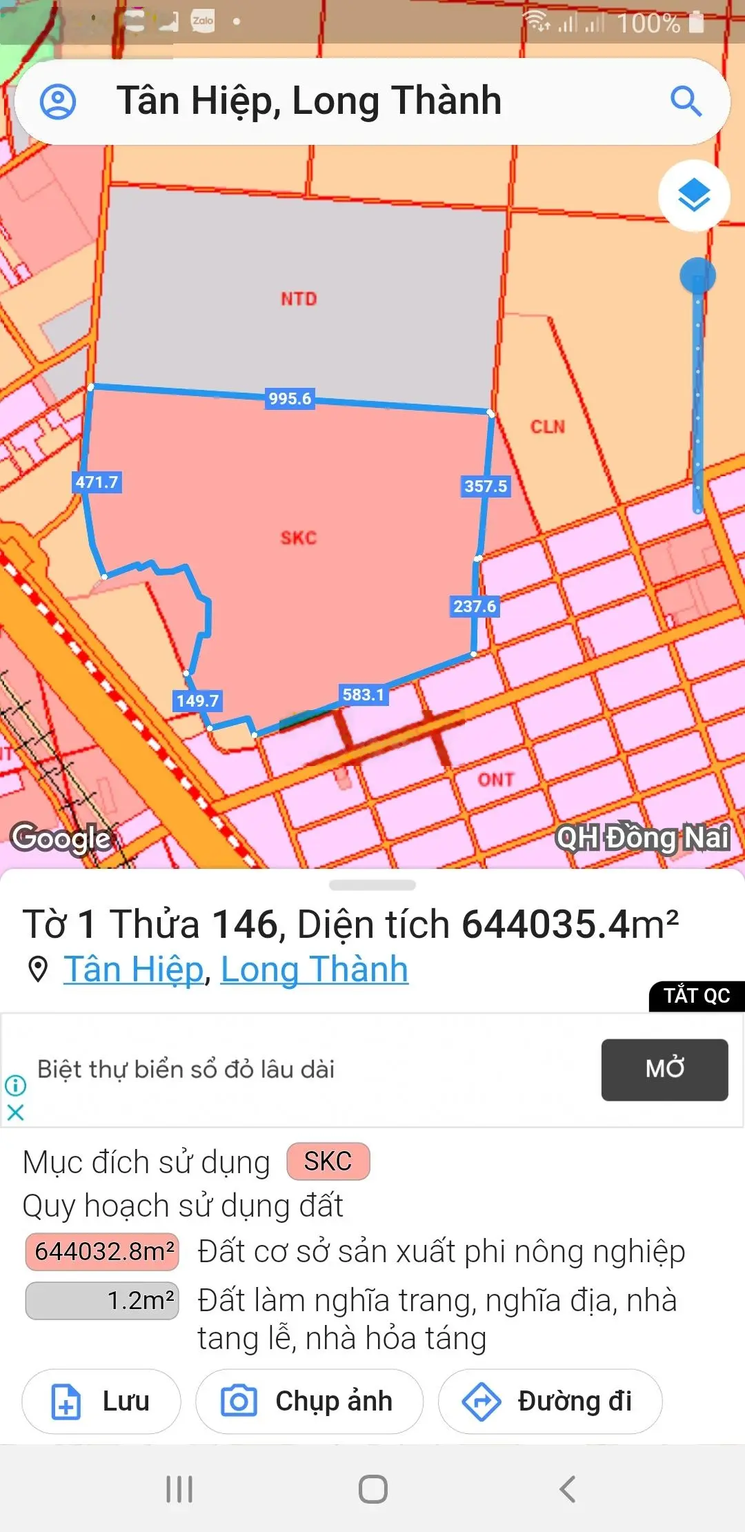 Bán đất xã Tân Hiệp, huyện Long Thành, Đồng Nai, giá 2,2 tr/m2