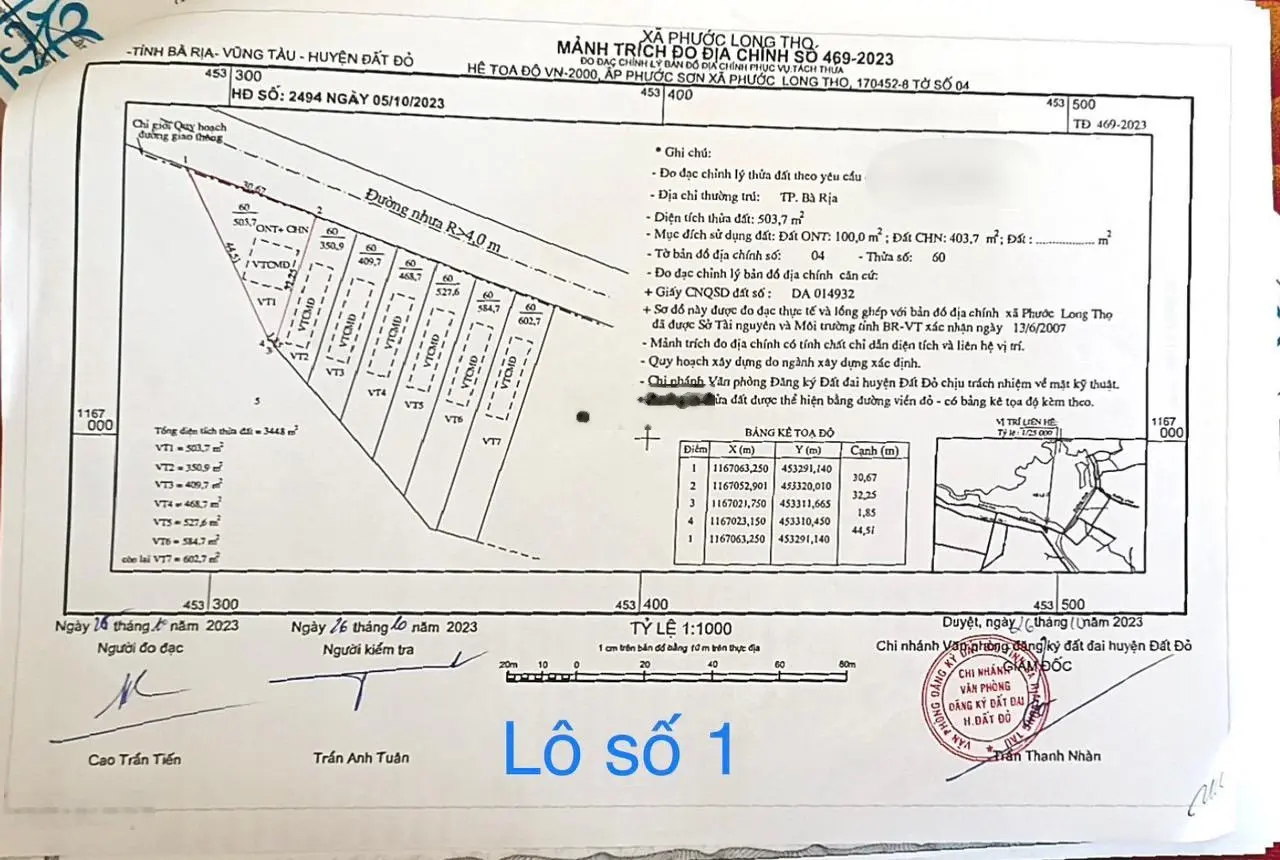 Bán đất view hồ Nghĩ Dưỡng Long Tân, Huyện Đất Đỏ