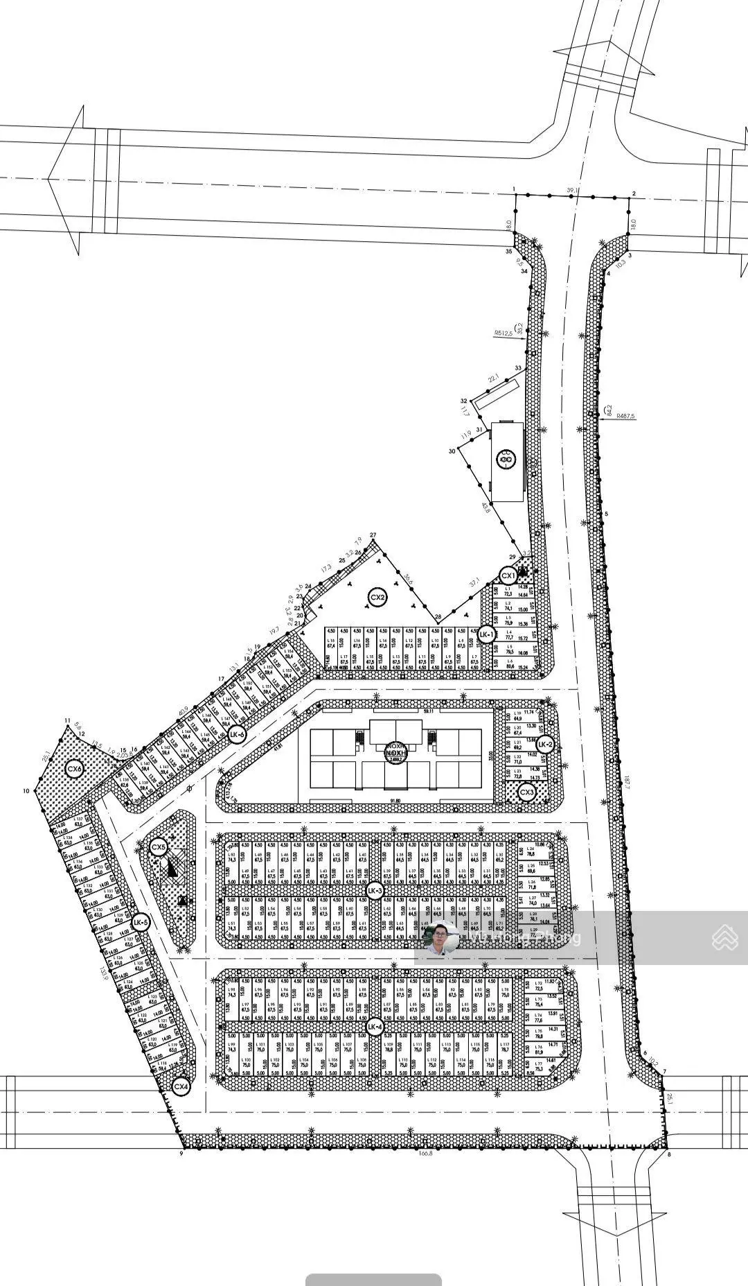 Chỉ từ 990 triệu/lô. Mở bán 148 lô đấu giá Văn Đẩu - Kiến An. Ở giữa là tòa nhà ở xã hội cao tầng