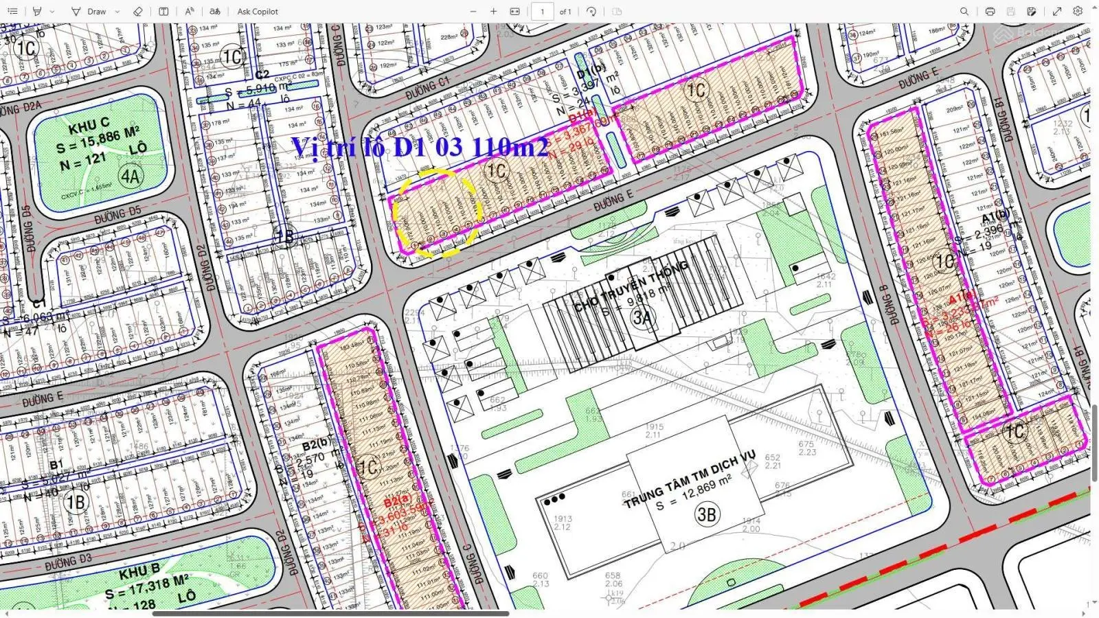 Bán lô 110m2 đối diện Chợ, trung tâm thương mại, khu TĐC Suối Lớn. Kinh doanh cực tốt, giá kẹt