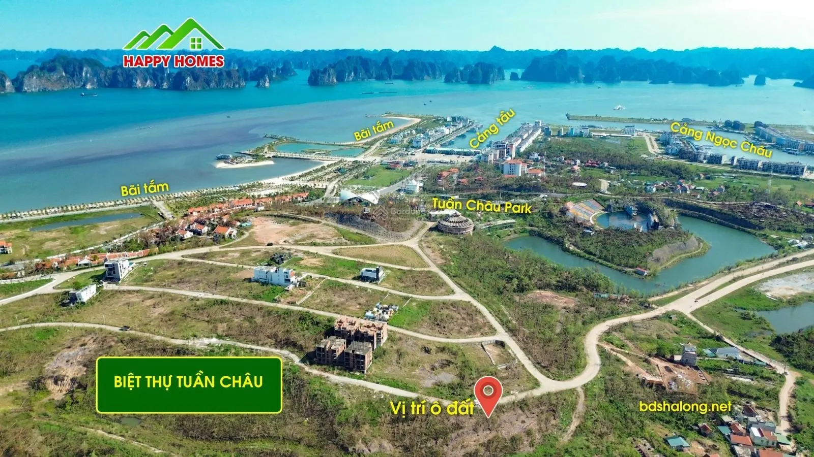 Bán đất biệt thự Tuần Châu, Hạ Long, 595m2 view vịnh chỉ 2x tr/m2