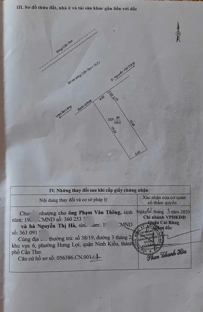 Bán đất mặt tiền view khu du lịch chợ nổi cái răng gần chợ cái răng