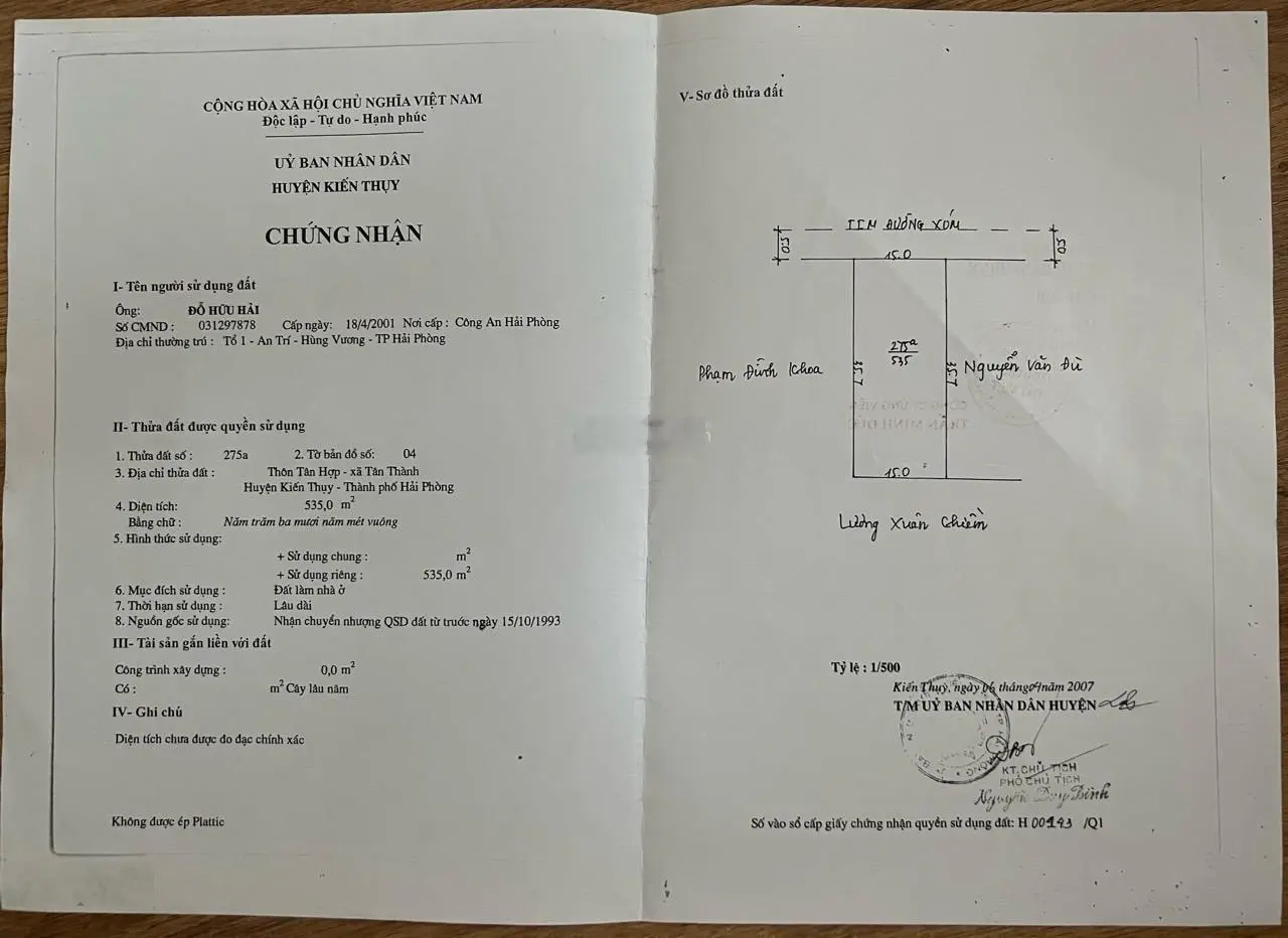 Siêu phẩm tại Tân Thành, Dương Kinh đường nhựa 10m giá chỉ 1x triệu DT = 535m2 ngang 15m