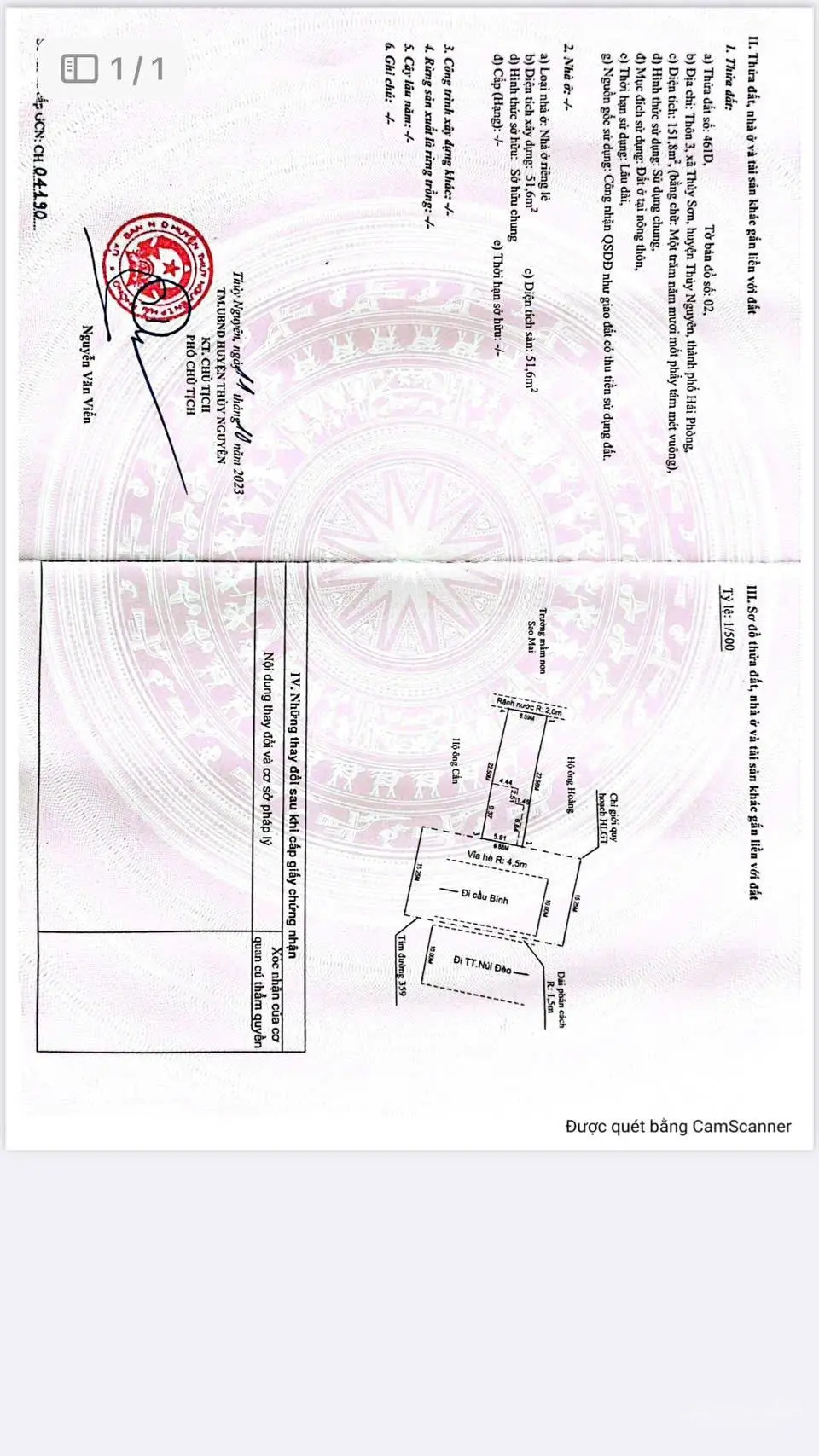 Bán Nhà Đất diện tích 151,8m2, mặt đường 359, xã Thuỷ Sơn Thuỷ Nguyên, Hải Phòng.