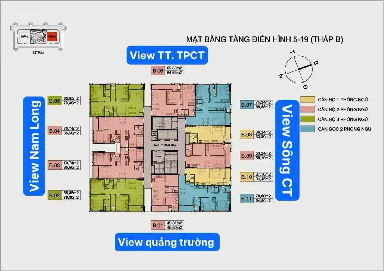 2 suất giới hạn rẻ hơn thị trường hơn 400 triệu( chưa đến 3 tỷ - 69.30m2 - 2pn - 2vs )