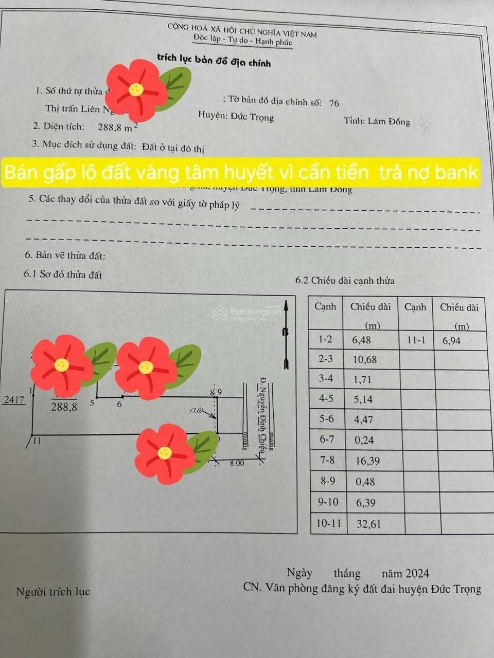 Bán đất ở đô thị 288,83 m2, nở hậu ngay trung tâm thị trấn giá chỉ 3,1 tỷ, kinh doanh sầm uất