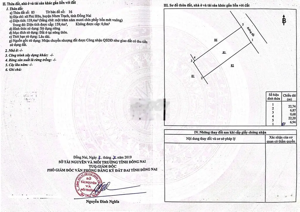 Đất 159m2 full thổ sẵn sổ Phan Văn Đáng, Phú Hữu, Nhơn Trạch, Đồng Nai