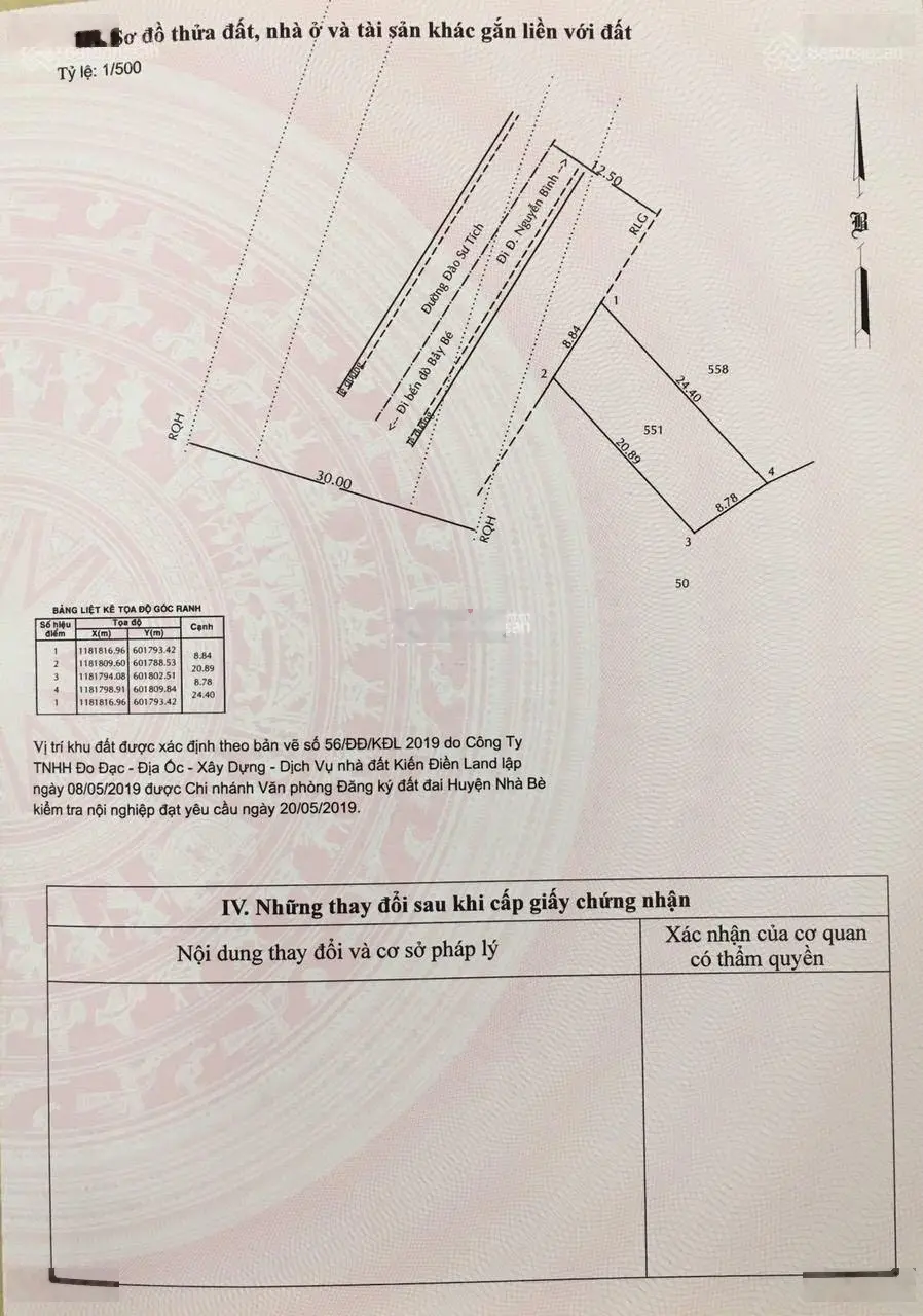 Cần bán đất MT Đào Sư Tích, Phước Lộc, Nhà Bè. Bán: 12,680 tỷ. LH 0903304104