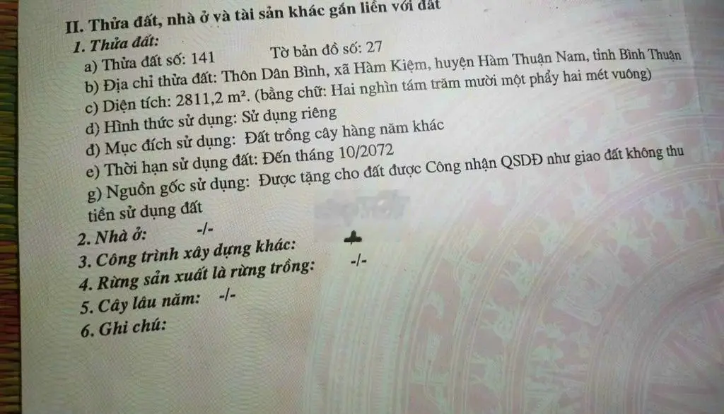 Bán đất mặt tiền + Nhà cấp4 - Hàm Kiệm - Hàm Thuận Nam - Bình Thuận