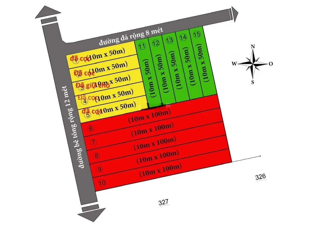 Bán 500 m2 đất full hồng, kế bên thị trấn sổ hồng riêng, giá chỉ 119 tr/500 m2. Tel: 0933 002 ***