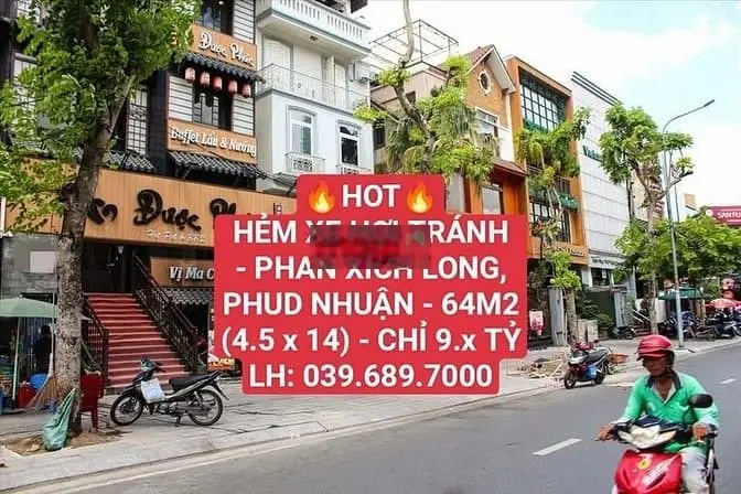 HOT - Hẻm xe hơi tránh - Phan Xích Long - 64m2 (4.5 x 14) - chỉ 9,x tỷ