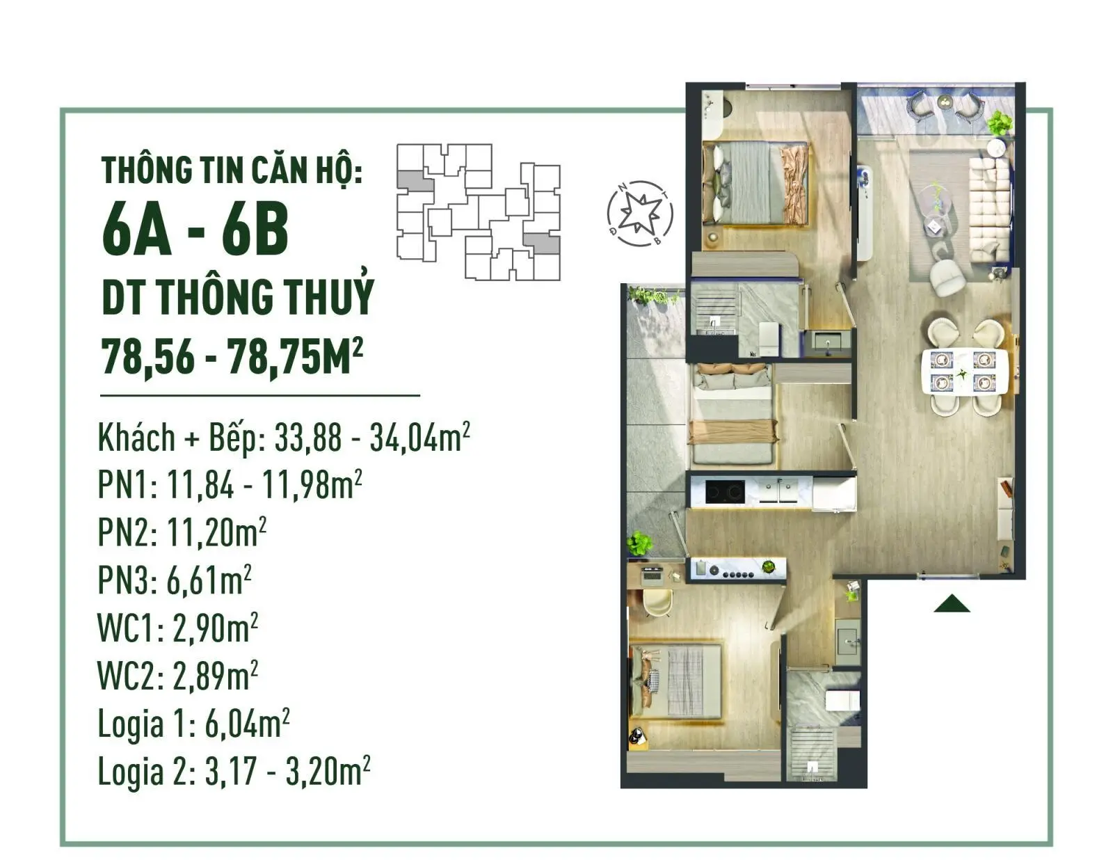 Giá siêu mềm - căn hộ cao cấp 3PN 79m2 chỉ 4.5 tỷ tại The Fibonan. Mua nhanh kẻo lỡ