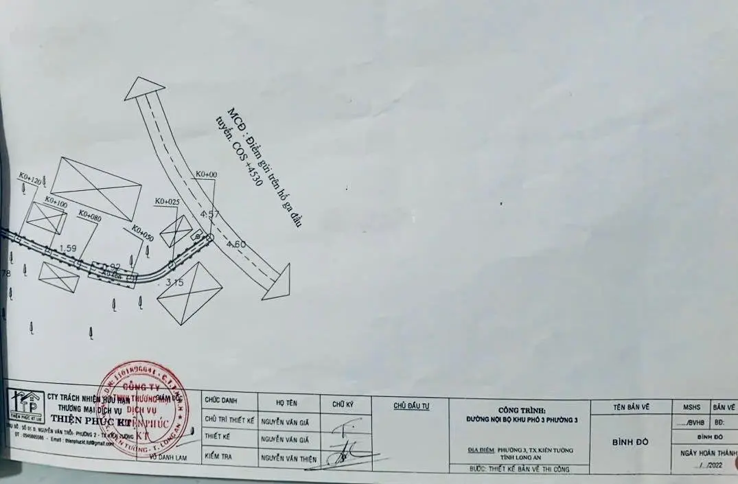 Bán 34.433 m2 đất sổ đỏ tại trung tâm liền kề UBND Phường 3, Thị Xã Kiến Tường, Long An