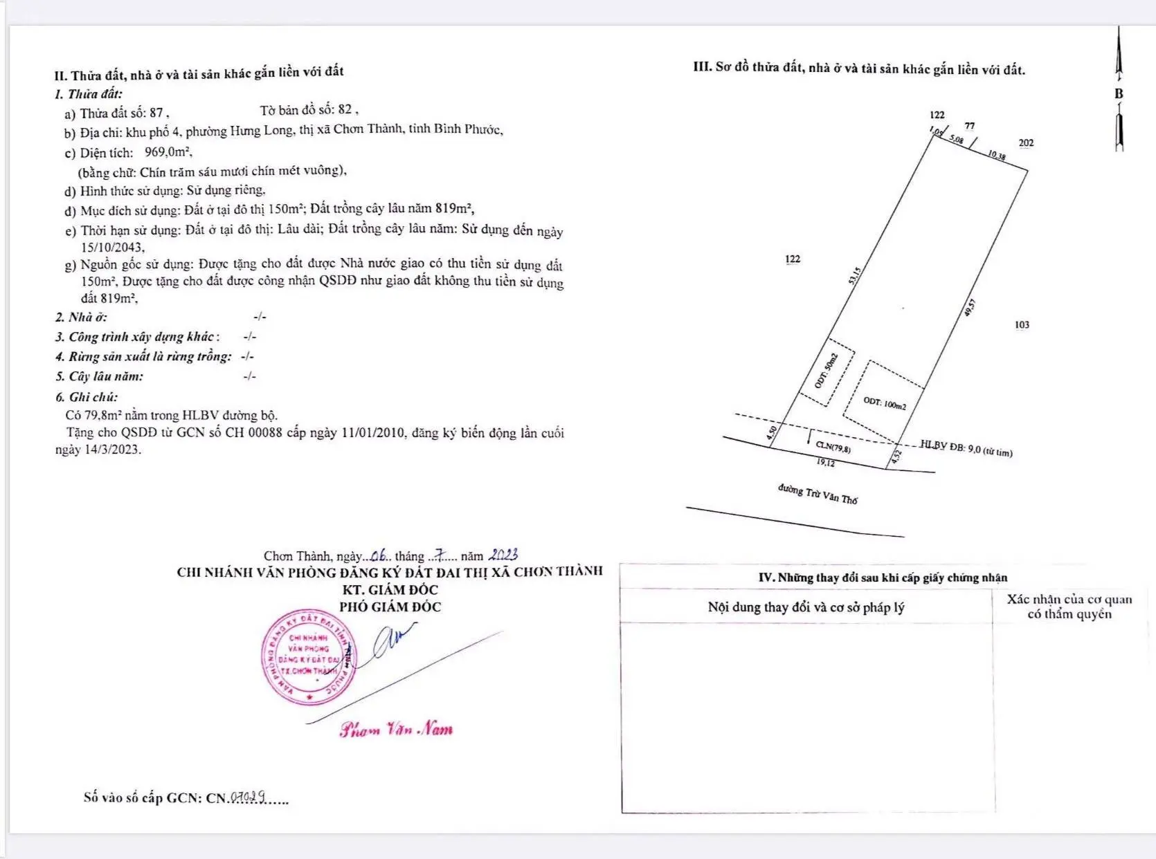 Chính chủ cần bán gấp lô đất 969m2 mặt tiền Phạm Hồng Thái Hưng Long Chơn Thành