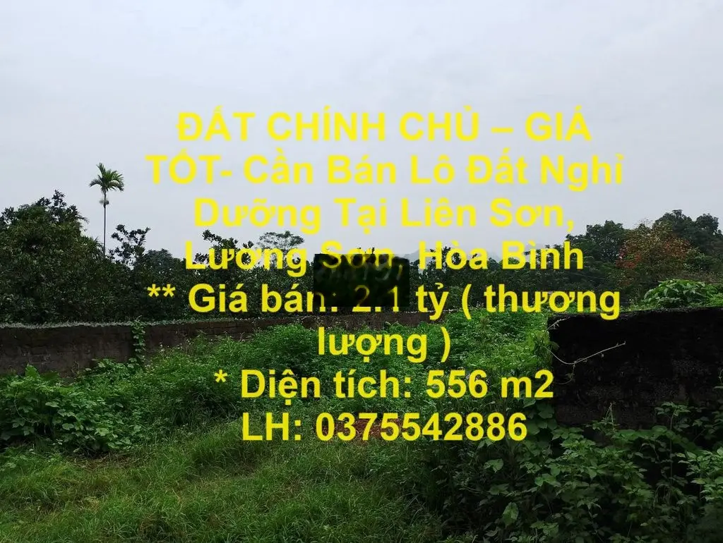 Cần Bán Lô Đất Nghỉ Dưỡng Tại Liên Sơn, Lương Sơn, Hòa Bình