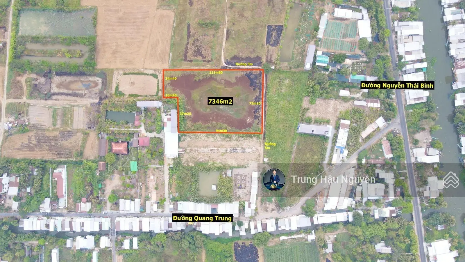 Đất góc nhánh Quang Trung, TP Rạch Giá, 7346m2, 1300m2 thổ cư, Sổ Hồng, phù hợp phân lô tách thửa