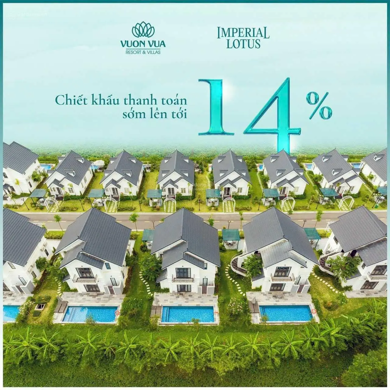 Quỹ căn Biệt thự mặt hồ Imperial Lotus Vườn Vua Resort chỉ từ 1,9tỷ ký HĐMB C.Khấu16% miễn lãi 36th