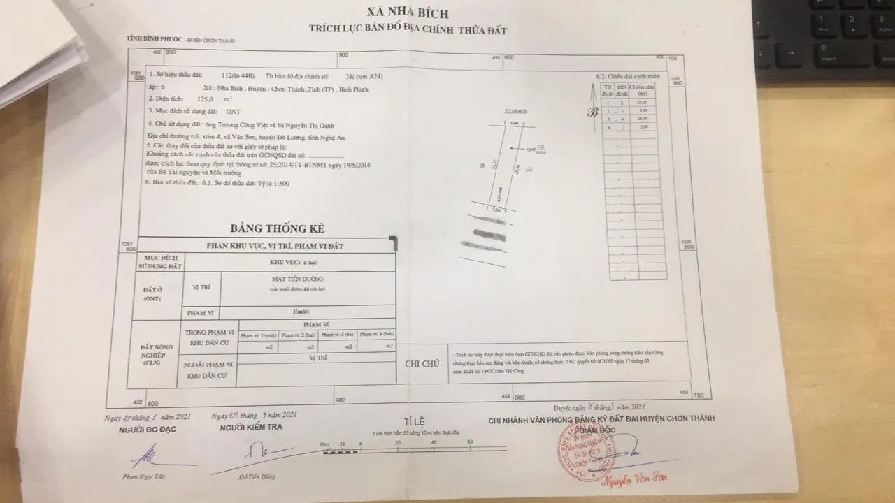 125m2 thổ cư - tái định cư - ấp 6 - Xã Nha Bích - Chơn Thành - Tỉnh Bình Phước