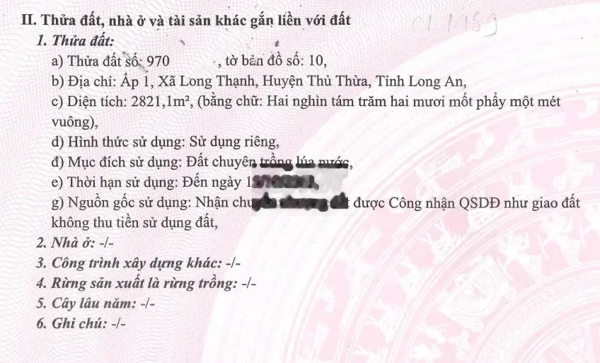 Bán 26.000 m2 đất ONT, Thủ Thừa, DT833-DT817 gần QL N2