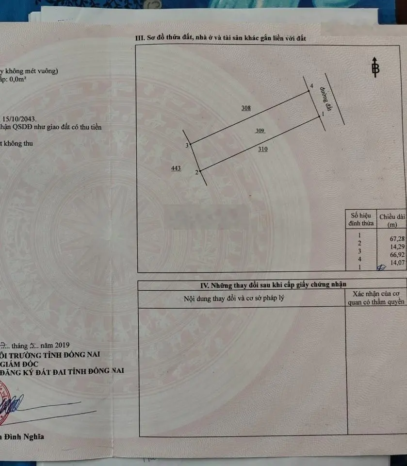 Chính chủ bán đất xã Long Tân 949m² cách VĐ3, cầu Quận 9 1km, có 250m² thổ cư