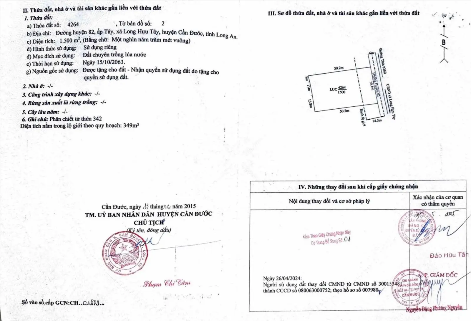 1500m2 đất lúa 30x50 mặt tiền HL 82 (8m) nhựa 4.2 tỷ (138tr/m ngang) bán gấp