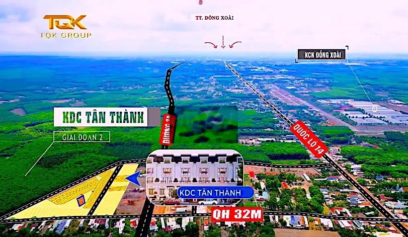 Đất nền trung tâm TP ĐỒNG XOÀI mặt tiền QL14, 225m2 5x45 chỉ 6xxtr/nền