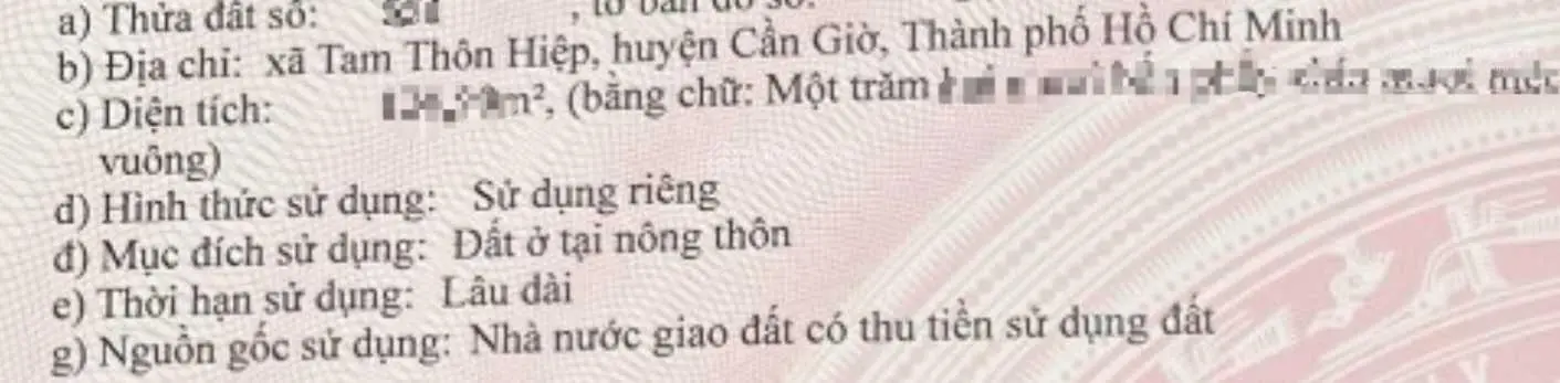 Đất ngộp thổ cư 129m2 mặt tiền đường Tam Thôn Hiệp. Lộ giới 30 giá cực rẻ