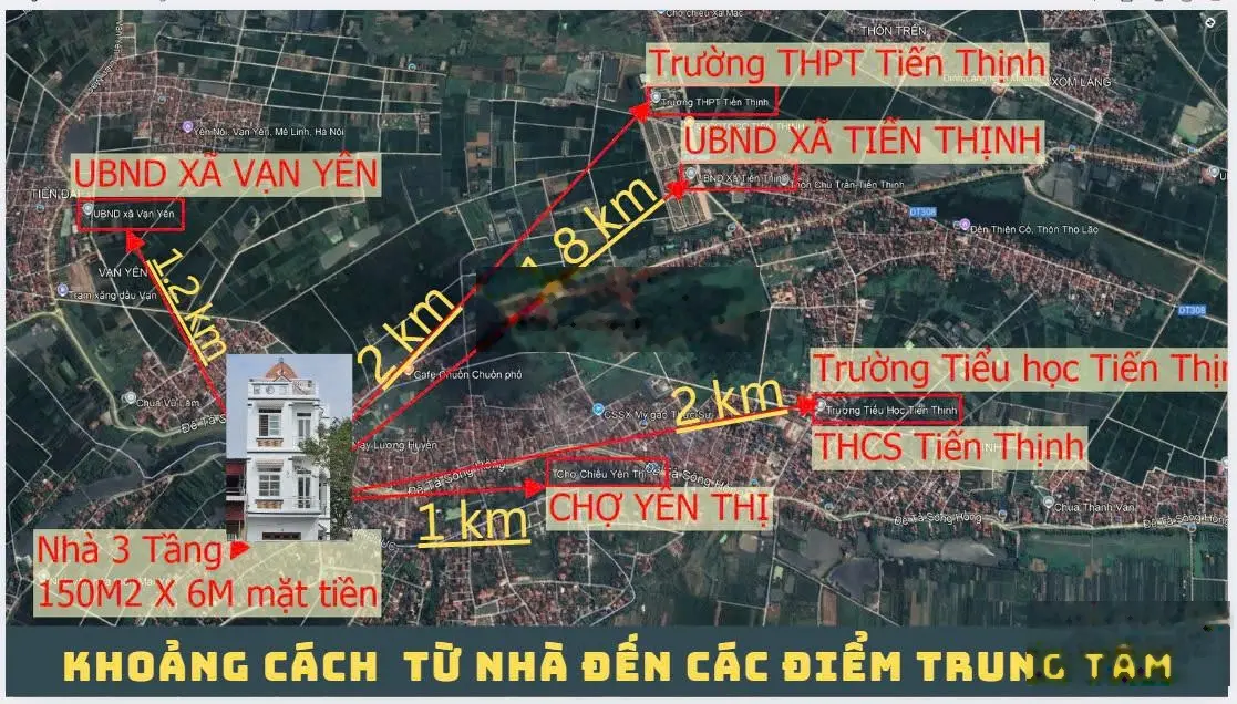 Bán nhà 3 tầng, siêu đẹp 150 m2 x 6m mặt tiền, đường QH 13m tại Trung Kiên, Yên Lạc, Vĩnh Phúc