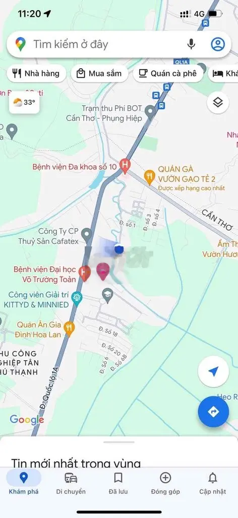 Bán nền 522m2 sau lưng Bệnh Viện Số 10 Tân Phú Thạnh CTA- Hậu Giang