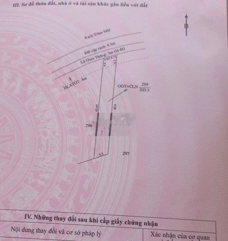 Nền 203,5M² có thổ, lộ 4M gần chợ Tầm Vu, Thới An, Ô Môn