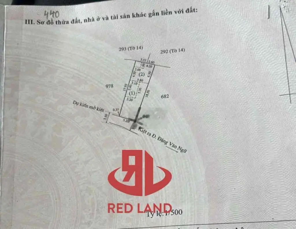 Bán mặt tiền kiệt ôtô lê minh thông đặng văn ngữ giá 2,6xx tỷ