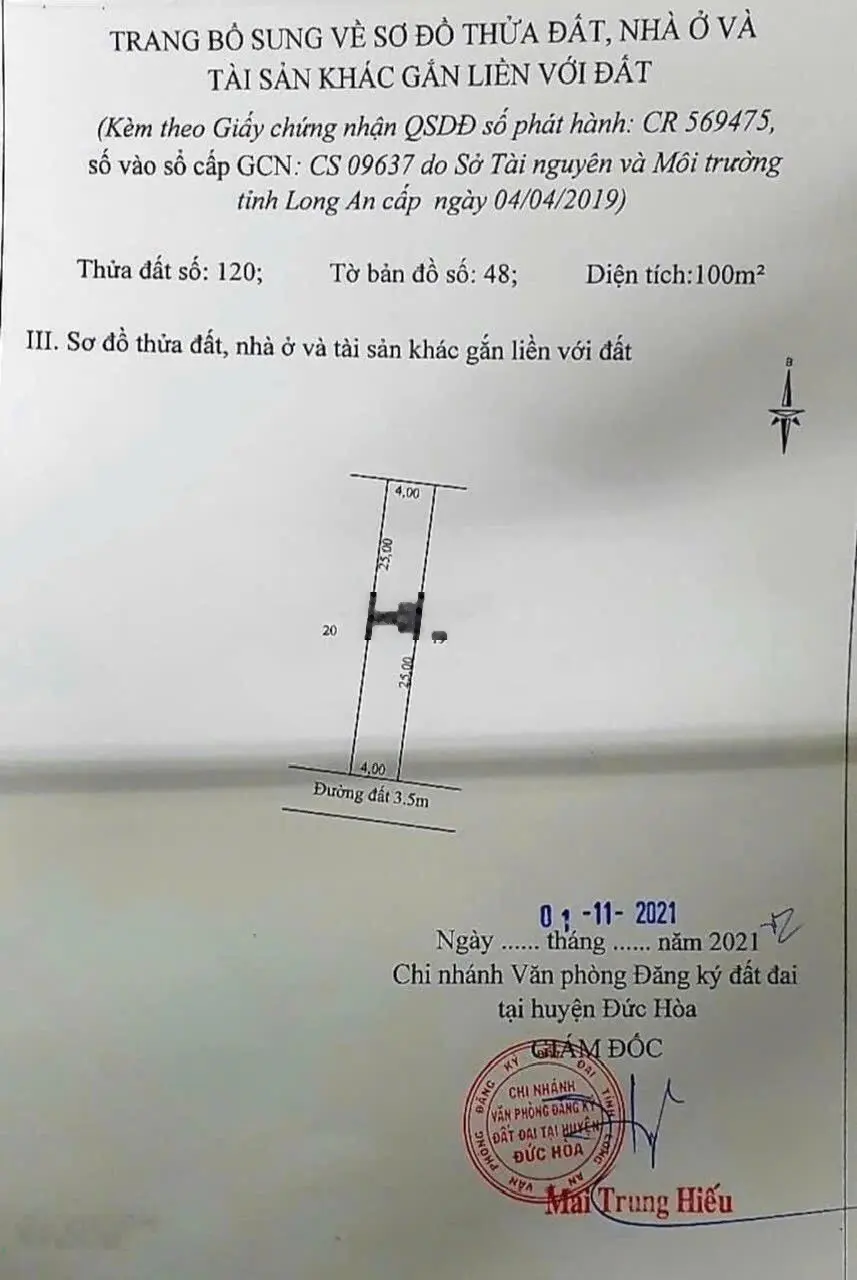 Cần bán gấp lô đất đã có sổ đỏ tại Mỹ Hạnh Bắc, Đức Hòa, Long An, giá bán 1,380 tỉ