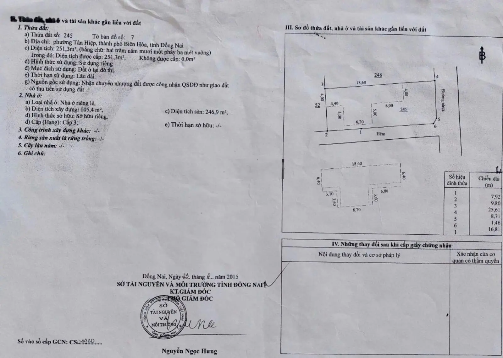 Bán căn góc 1 trệt 1 lầu 251.3m2 full thổ cư, cách đường Nguyễn Ái Quốc 100m. Giá giảm sâu 9 tỷ