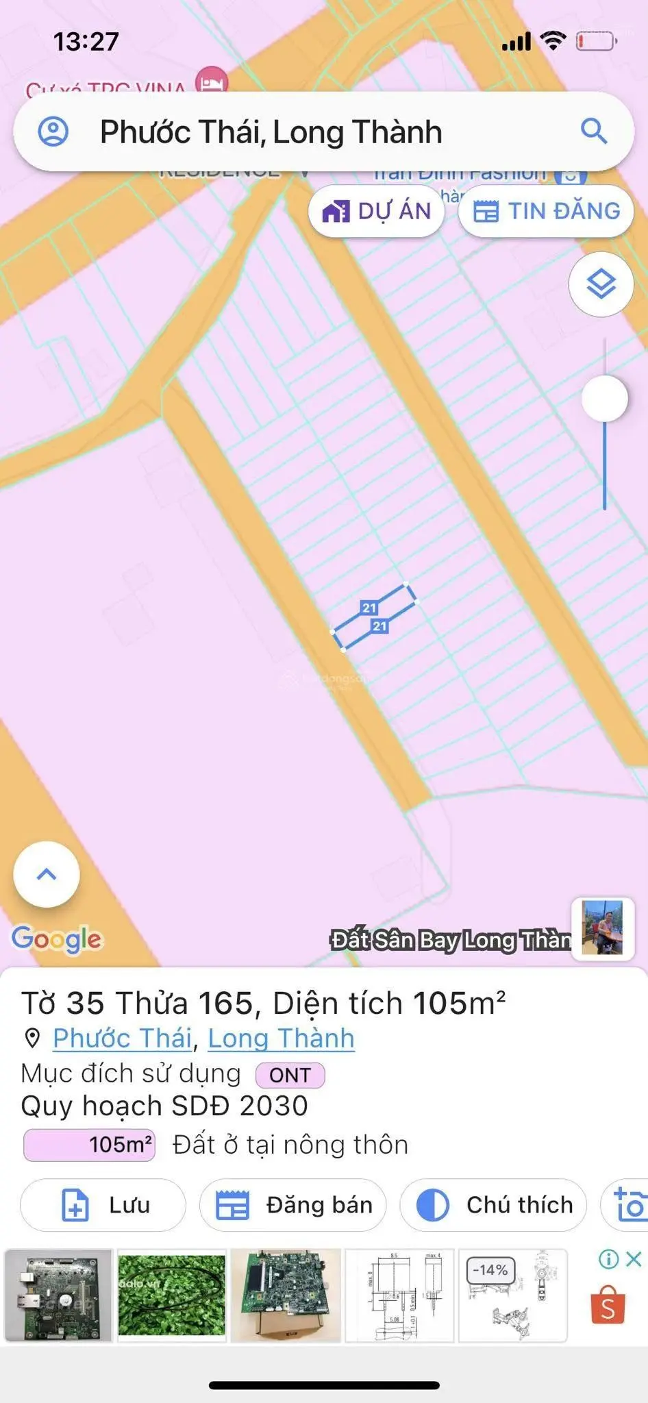 Khu Phước thái Residence full thổ cư - Diện tích 105m2