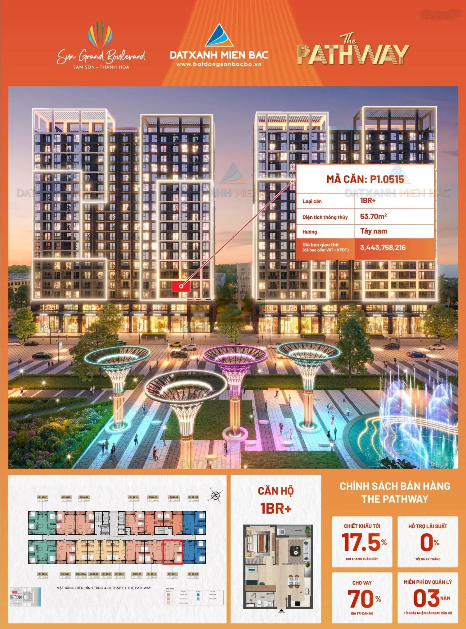 Duy nhất căn hộ 54m2 view quảng trường biển gía tốt cho nhà đầu tư