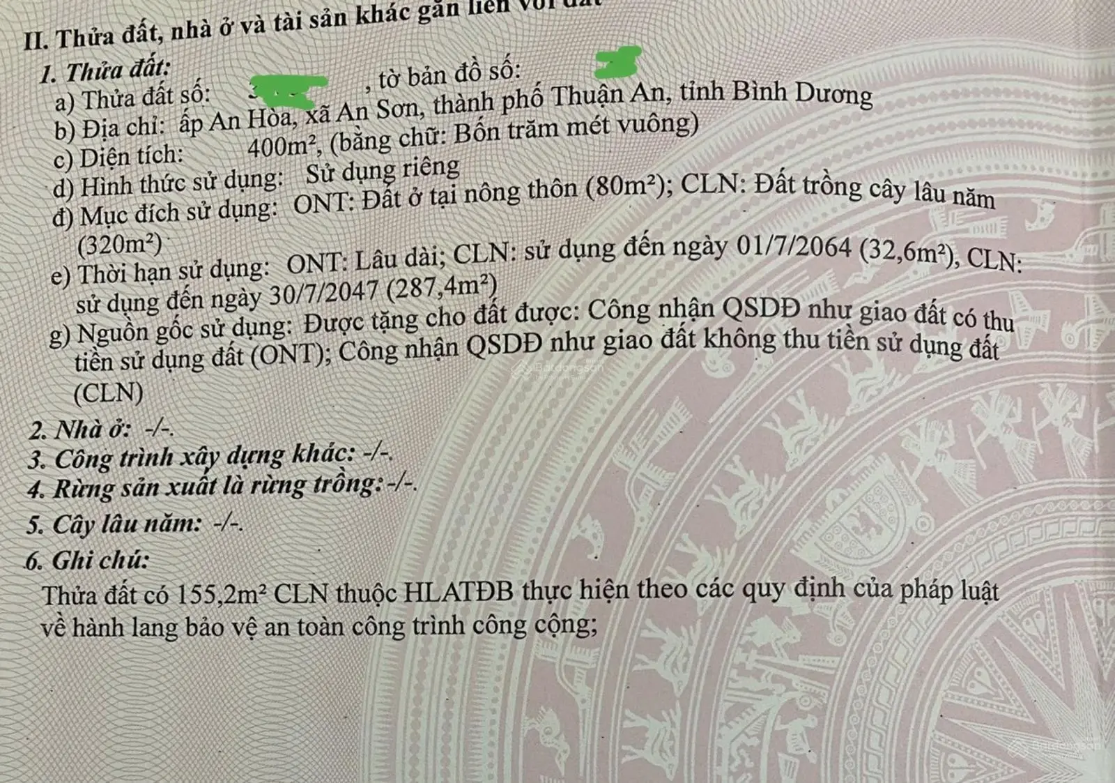 Chính chủ bán đất thổ cư 400m2 tại An Sơn, sát vành đai 3, Thuận An, Bình Dương