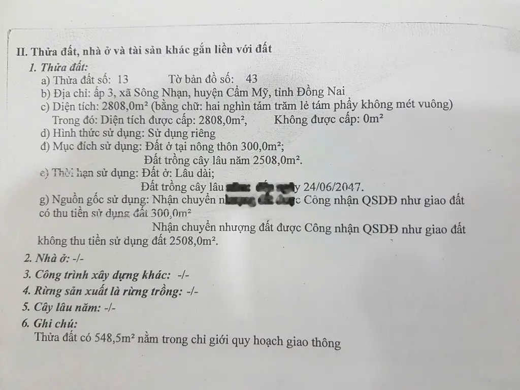 Bán 2808 m2-có thổ cư đất mặt tiền hương lộ 10 cổng sân bay long thành