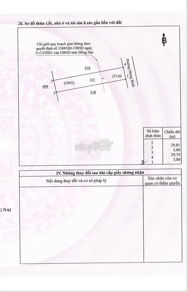 chính chủ bán 6 lô đất mới phân lô xã hưng thịnh , huyện trảng bom