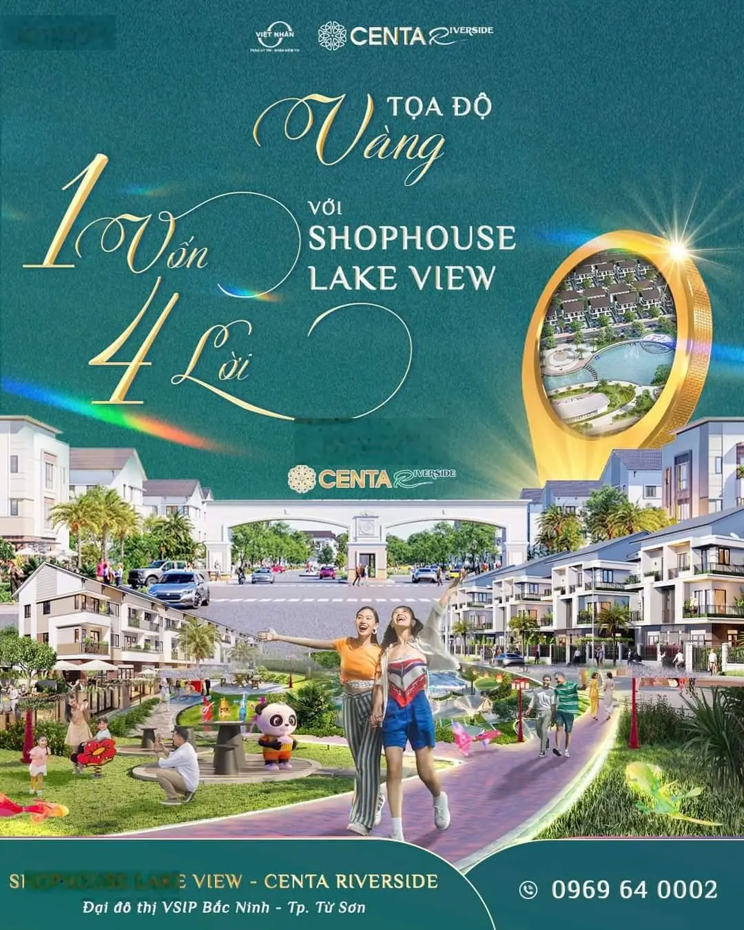 Bán căn shophouse 120 m2. Giá gốc chủ đầu tư. Centa Riverside Vsip